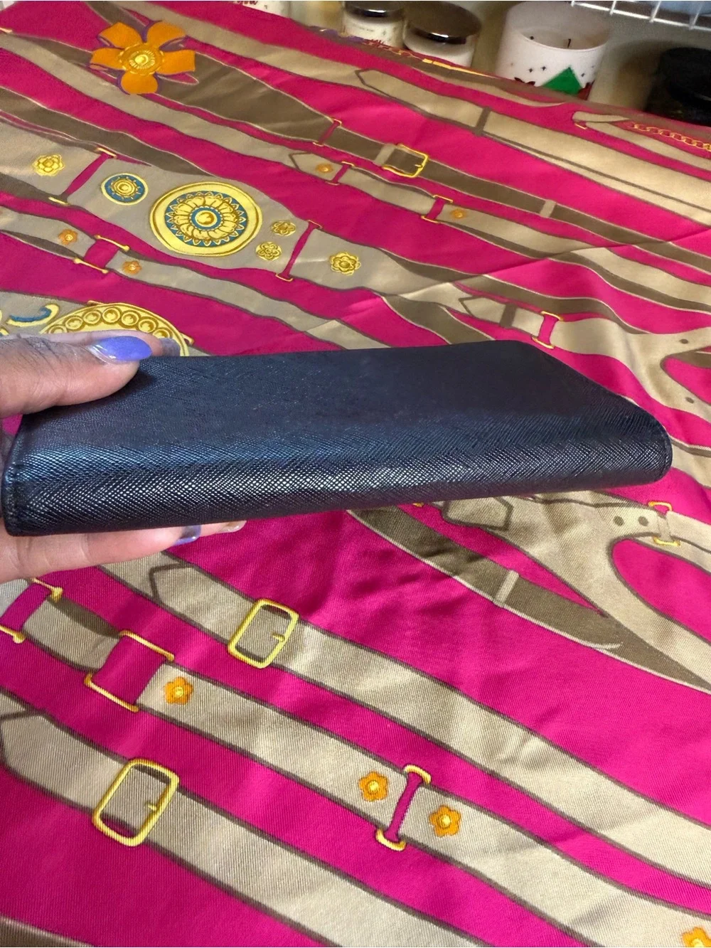 Vivienne Westwood Black Textured Envelope Wallet with Gold Orb Logo